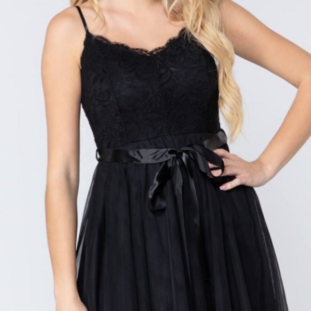 Active USA Black Mini Dress M Lace Mesh Cami Bodycon Clubwear Polyester